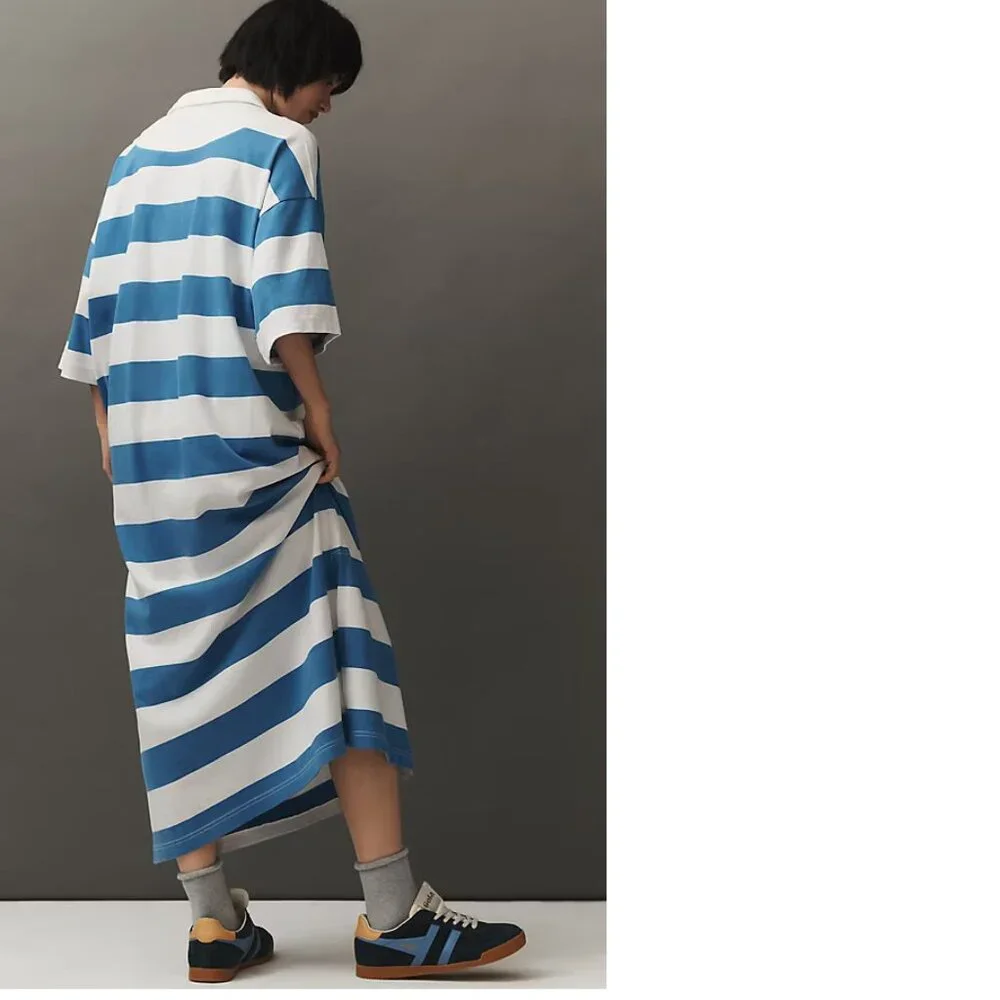 Anthropologie Blue and White Striped Maxi Dress - Picture 3 of 4